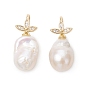 Барочные подвески из натурального жемчуга Эдисона Кеши, Овальные подвески с латунным микропаве в виде листа из кубического циркония, белые