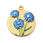 304 подвески из нержавеющей стали, с эмалью, плоский круглый с цветными чарами, золотые
