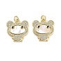 Brass Micro Pave Clear Cubic Zirconia Pendants, Cadmium Free & Lead Free, with Shell, Jump Ring, Bear