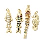 Латунные микро проложить кубического циркония подвески, подвески в виде рыб/морских коньков, долговечный, стойки покрытие, без свинца и без кадмия, с целью перехода в кольце, реальный 18 k позолоченный