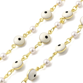 Латунные эмалевые круглые цепи, с имитацией жемчуга, пайки, с катушкой