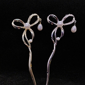 Легированные Палочки для Волос, бантом, с пластмассовой жемчужиной abs