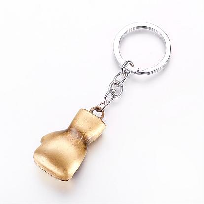 Alloy Keychain, Boxing Glove, with Iron Findings