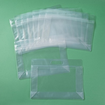 Bolsa de plástico transparente con cierre de cremallera, bolsa de plástico  de pie, bolsas resellables, con mango, Claro, 30x35x0.08 cm