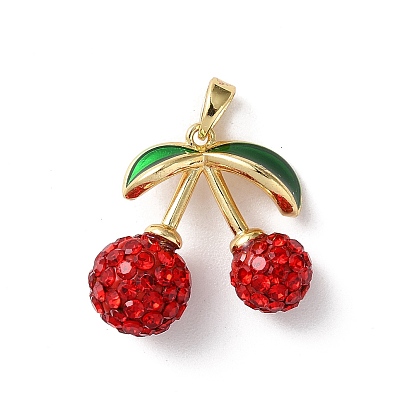 Подвески латунные горный хрусталь, Эмаль стиле, вишня