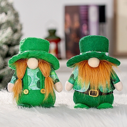 St. Patrick's Day Cloth Gnome Dolls Figurines Display Decorations, for Home Desktop Decoration