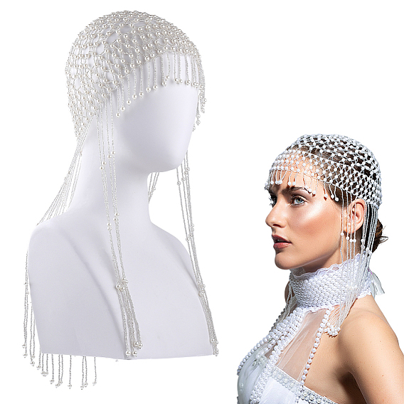 Головной убор из пластика и бисера, цепочки для волос, свадебные аксессуары для волос для женщин и девушек