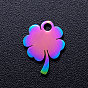 Ion Plating(IP) 201 Stainless Steel Charms, Clover