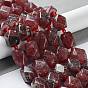 Natural Strawberry Quartz Beads Strands, with Seed Beads, Faceted, Rhombus