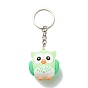 4Pcs PVC Cartoon Owl Keychain, with Iron Keychain Ring and Iron Open Jump Rings
