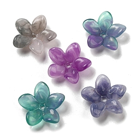 Cabochons en acrylique opaque bicolore, Flower 5 pétales