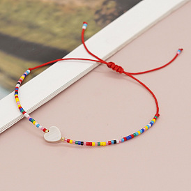 Rainbow Miyuki White Heart-Shaped Handmade Bracelet for Women with Fine Beads