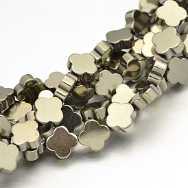 Flower Non-magnetic Synthetic Hematite Beads Strands, Imitation Pyrite, 8x8x3mm, Hole: 1mm, about 51pcs/strand, 15.7 inch