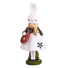 Resin Standing Rabbit Statue Bunny Sculpture Tabletop Rabbit Figurine for Lawn Garden Table Home Decoration ( White )