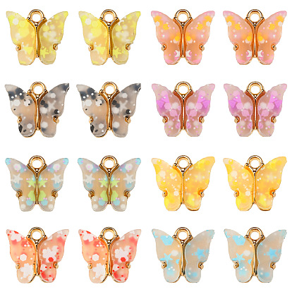 Acrylic Charms, with Sequin & Alloy Findings, Butterfly Charm