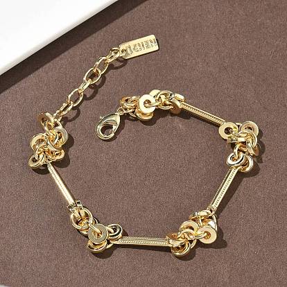 Браслеты из латунных дисков и бусин в виде палочек для женщин., без кадмия и без свинца, долговечный, стойки покрытие