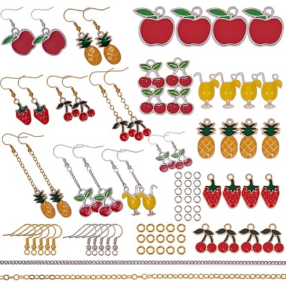 DIY Earring Making, with Alloy Enamel Charms/Pendants and Metal Earring Findings