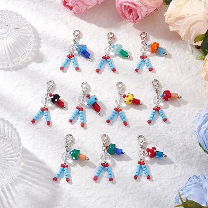 Гриб ручной работы лэмпворк и стеклянный кулон украшение, с цинковым сплавом застежками омаров коготь