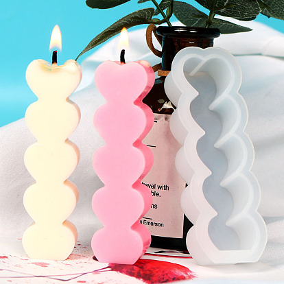 DIY Love Heart Pillar Candle Silicone Mold, for Scented Candle Making