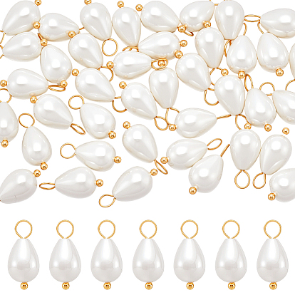 40 шт. Подвески из натуральных ракушек, с латунной фурнитурой , слеза