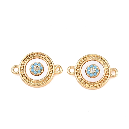 Латунные звенья с инкрустацией из светло-голубого кубического циркония, подвески с плоским круглым разъемом