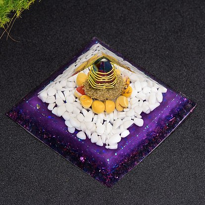 Генераторы энергии смолы оргонитовой пирамиды, Кусочки натурального аметиста рейки и медная проволока внутри для украшения стола в домашнем офисе