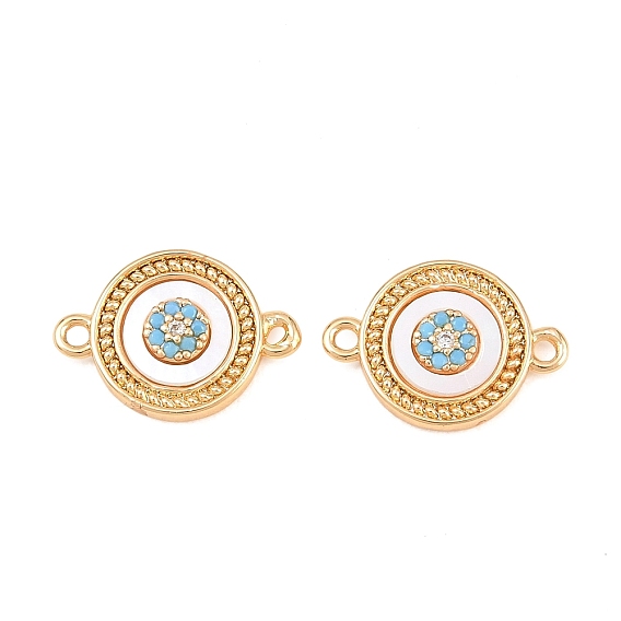 Brass Pave Light Blue Cubic Zirconia Links, Flat Round Connector Charms