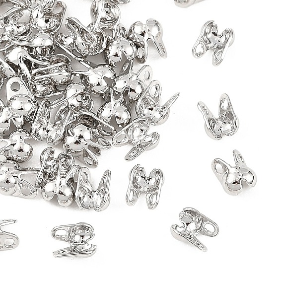 SHEGRACE Brass Bead Tips, Calotte Ends, Cadmium Free & Lead Free, Clamshell Knot Cover