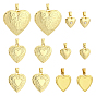 12Pcs 6 Styles Brass Locket Pendants, Photo Frame Pendants for Necklaces, Long-Lasting Plated, Heart