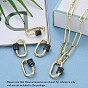 Brass Micro Pave Cubic Zirconia Screw Carabiner Lock Charms, for Necklaces Making, Oval