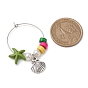 Natural Shell Wine Glass Charms, with Synthetic Turquoise Chips and 316 Surgical Stainless Steel Wine Glass Charms Ring