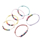 Adjustable Korean Waxed Polyester Cord Bracelets, Beaded Bracelets, with Rainbow Spary Painted Natural Wood Beads