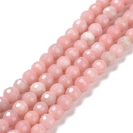 Rose naturel perles d'opale brins, à facettes (128 facettes), ronde