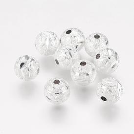 Perles en laiton texturées, ronde, 8mm, Trou: 1.5mm