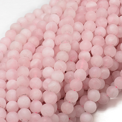 Frosted Natural Rose Quartz Bead Strands, Round
