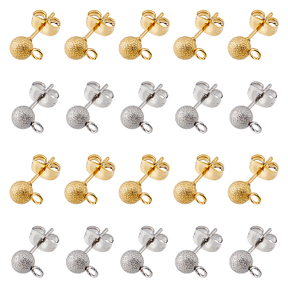 40 шт. 4 размер 304 детали серьги-гвоздики из нержавеющей стали, текстурированная круглая серьга-гвоздик с ушными гайками и горизонтальными петлями