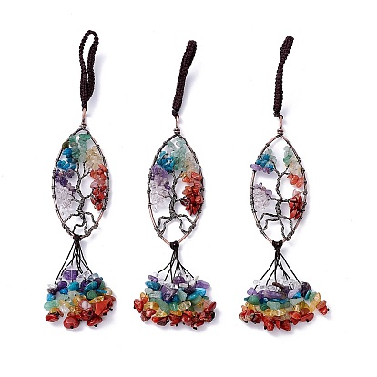 Большой кулон из натуральных драгоценных камней, с латунной фурнитурой , конский глаз с рисунком древа жизни, без кадмия и без свинца