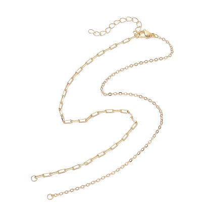 Изготовление ожерелья из латунной цепочки-скрепки, с 304 из нержавеющей стали Lobster Claw застежками