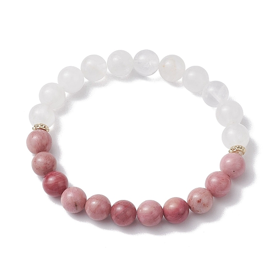 8круглые женские эластичные браслеты из натуральных кристаллов кварца и родонита диаметром мм