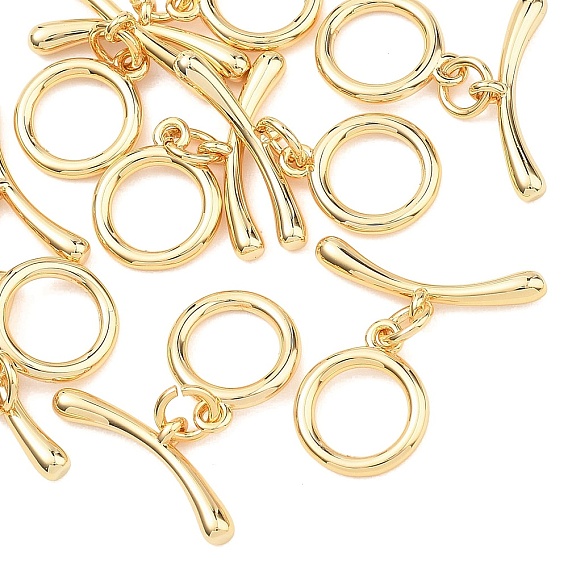 SHEGRACE Brass Toggle Clasps, Cadmium Free & Nickel Free & Lead Free, Ring Shape