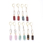 Brass Dangle Leverback Earrings, with Natural Gemstone Pendants and Iron Paperclip Chains, Column