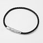 Braided Leather Cord Bracelet Making, with 304 Stainless Steel Bayonet Clasps, 205x3.5mm