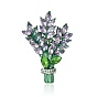 Alloy Rhinestone Brooch, Flower Lapel Pin