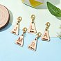Wood Pendant Decorations, with Zinc Alloy Lobster Claw Clasps, Triangle with Letter A~M