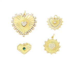 Латунные микро проложить кубического циркония подвески, без кадмия и без свинца, сердце прелести, реальный 16 k позолоченный, с целью перехода в кольце