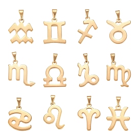 Золотили 304 подвески из нержавеющей стали, знак созвездия / зодиака