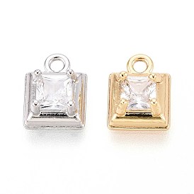 Латунные микро проложить кубического циркония подвески, квадратный