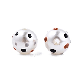 Spot Pattern Opaque ABS Plastic Imitation Pearl Enamel Beads, Round