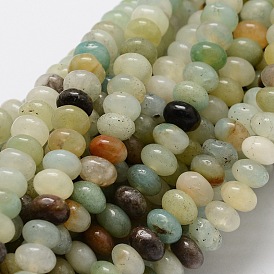 Rondelle Natural Flower Amazonite Bead Strands, 6x4mm, Hole: 1mm, about 105pcs/strand, 15.74 inch
