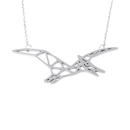 201 Stainless Steel Pendant Necklaces, with Cable Chains, Pterosaur